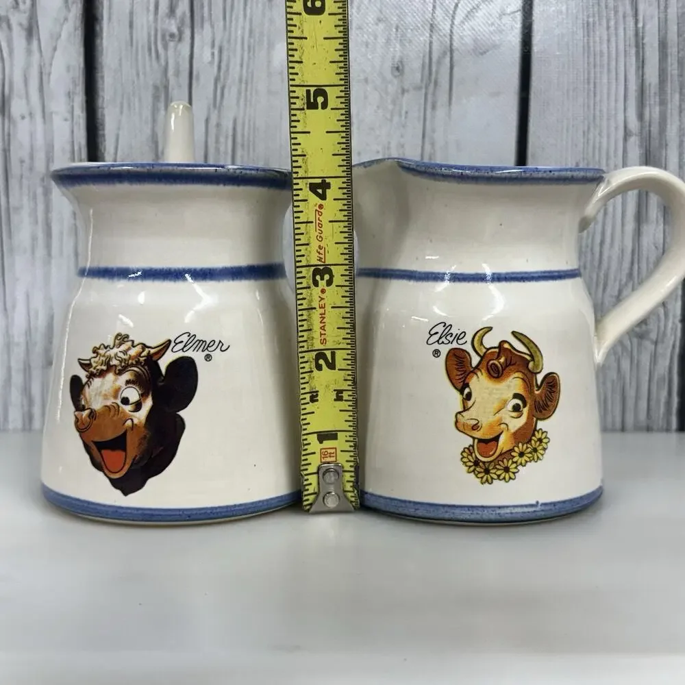 Elsie & Elmer Cream & Sugar Set Ceramic - Unmarked